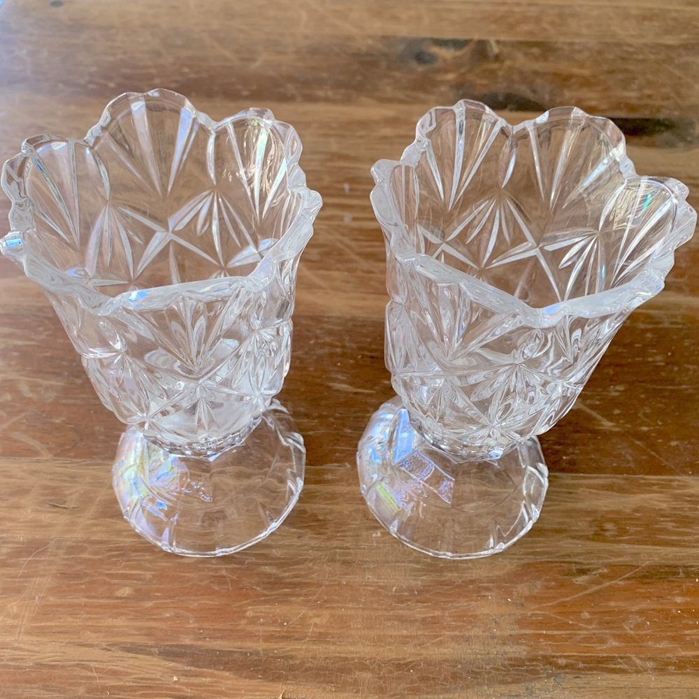 Vintage Shannon 24% Leaded Crystal, Set of Two, Two-Piece Votive Candle Holders